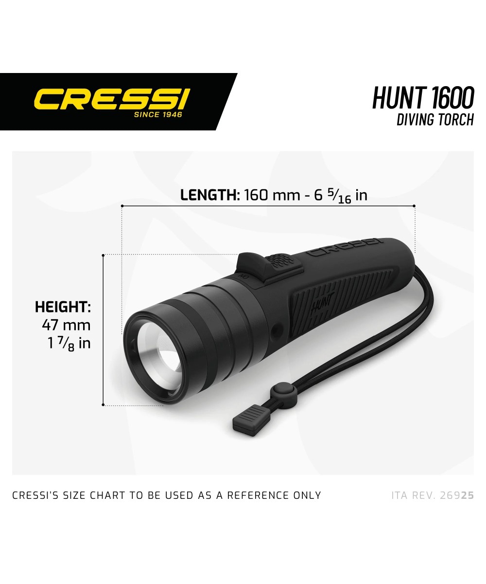 Hunt – Torche Chasse Sous-Marine 1600 Lumens, LED Luminus SST40, Recharge Magnétique, IPX8 100 m