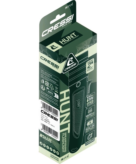 Hunt – Torche Chasse Sous-Marine 1600 Lumens, LED Luminus SST40, Recharge Magnétique, IPX8 100 m