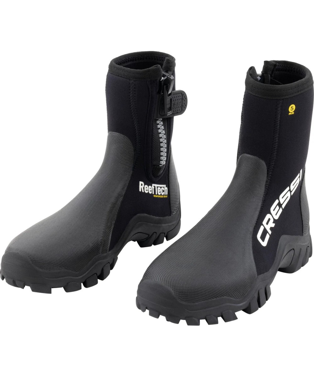 Reeftech RS 5 mm – Bottillons Néoprène Semelle Renforcée, Fermeture YKK, Renforts PU, Palmes Talon Ouvert
