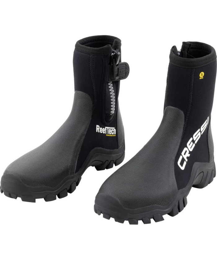 Reeftech RS 5 mm – Bottillons Néoprène Semelle Renforcée, Fermeture YKK, Renforts PU, Palmes Talon Ouvert