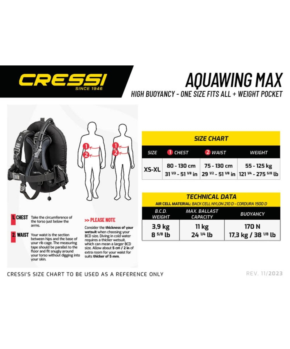 Gilet stabilisateur Cressi AQUAWING MAX – Wing donut haute portance