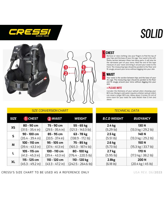 Set de plongée Cressi SOLID – Équipement complet robuste et grande flottabilité