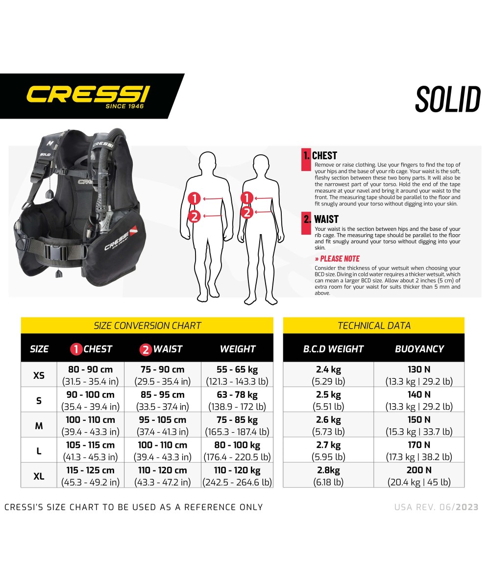 Set de plongée Cressi SOLID – Équipement complet robuste et grande flottabilité