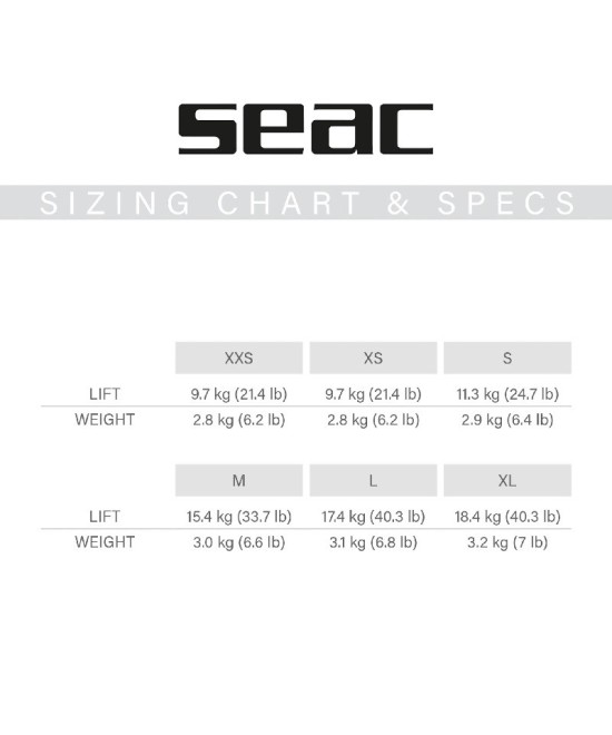 Gilet stabilisateur Seac SMART – GAV traditionnel compact avec lest largable