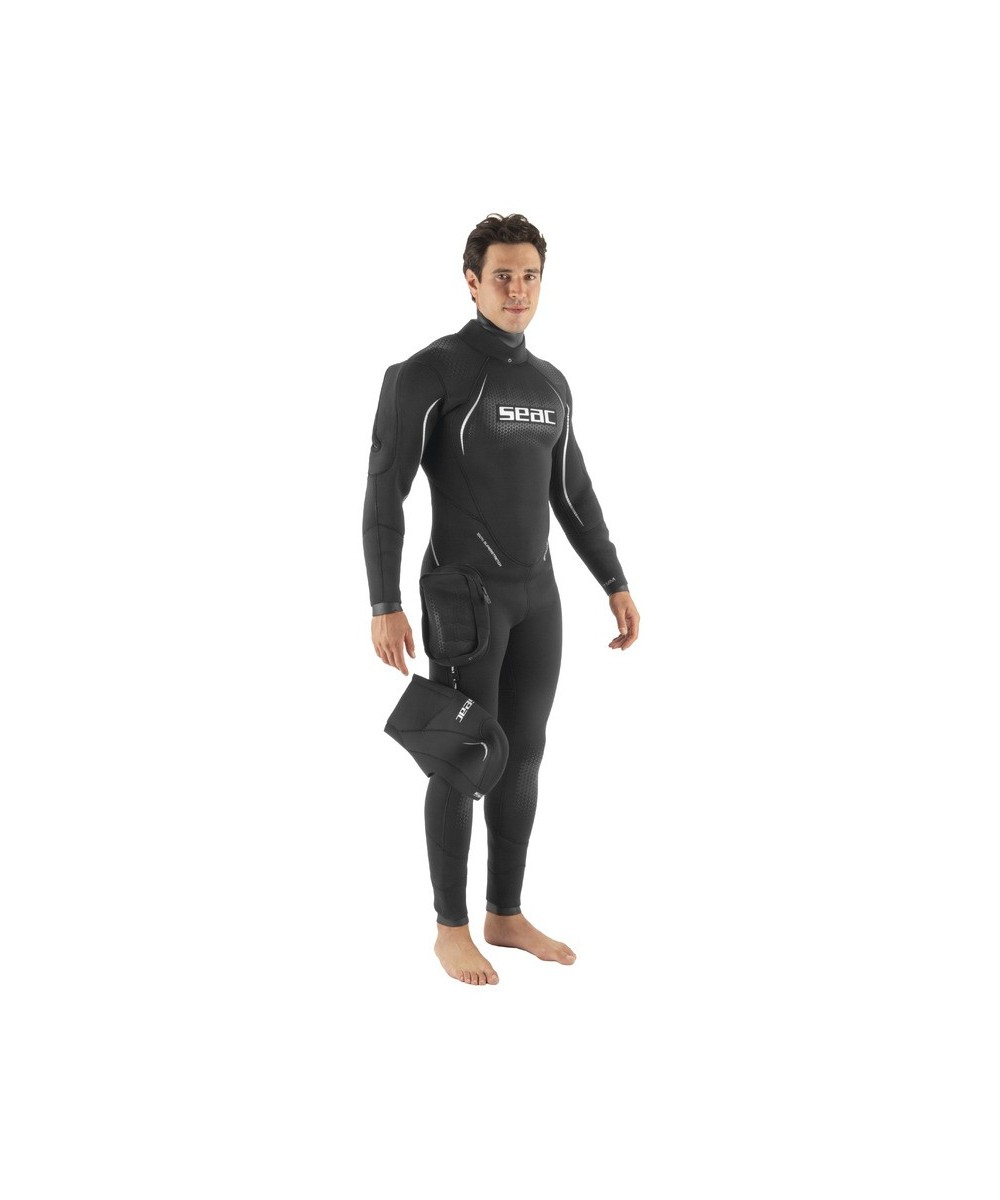 Combinaison de plongée semi-étanche SEAC Spacedry Man 7 mm avec cagoule – Néoprène super-élastique Extraflex