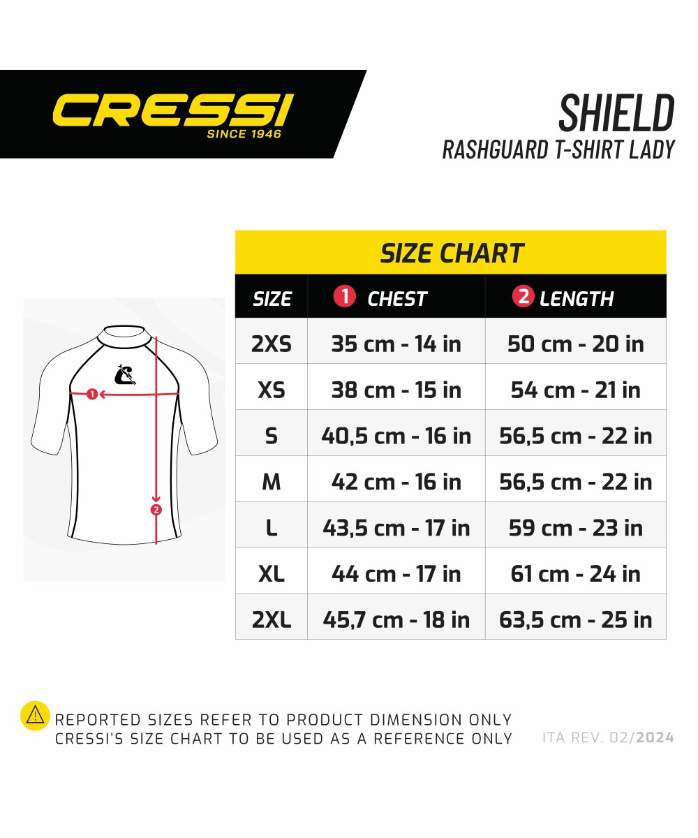 T-Shirt Rashguard Femme Shield – Protection UV 50+ – Cressi