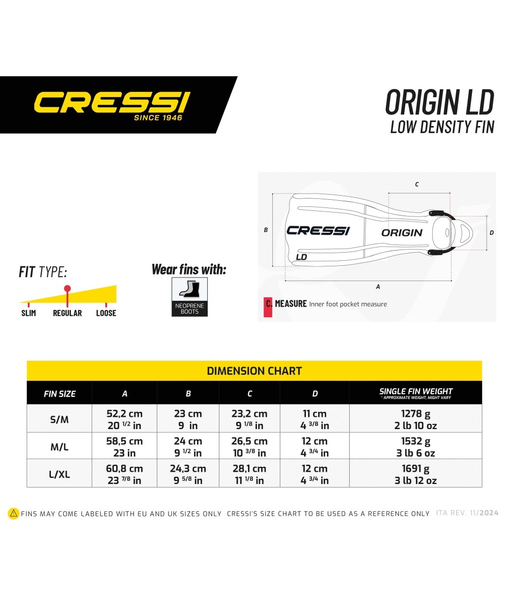 Cressi ORIGIN LD – Palmes Ventilées Rondine Commando Modernisées