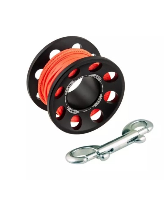 Spool aluminium 15 m ou 30 m avec mousqueton inox – TecLine