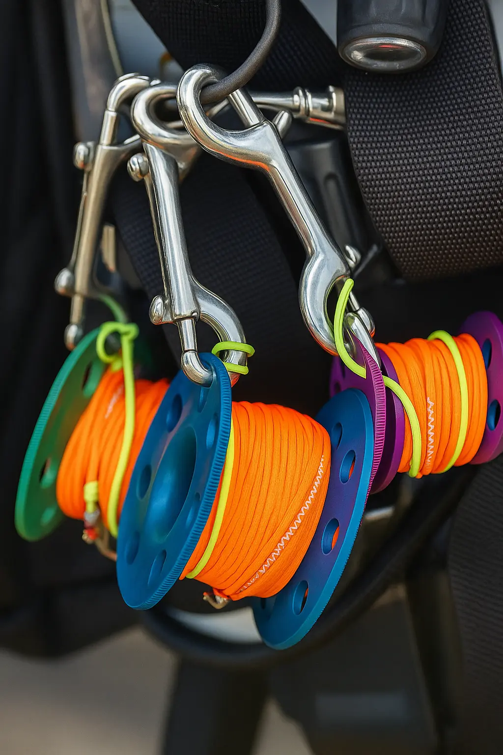 Accessoires de plongée et sécurité – lampes, mousquetons, spools, manomètres AquaDiveShop